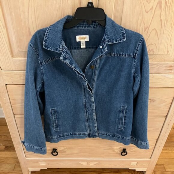 Vintage Denim Jean Jacket Bomber Jacket Boho Chic Classic Talbots - Picture 8 of 8